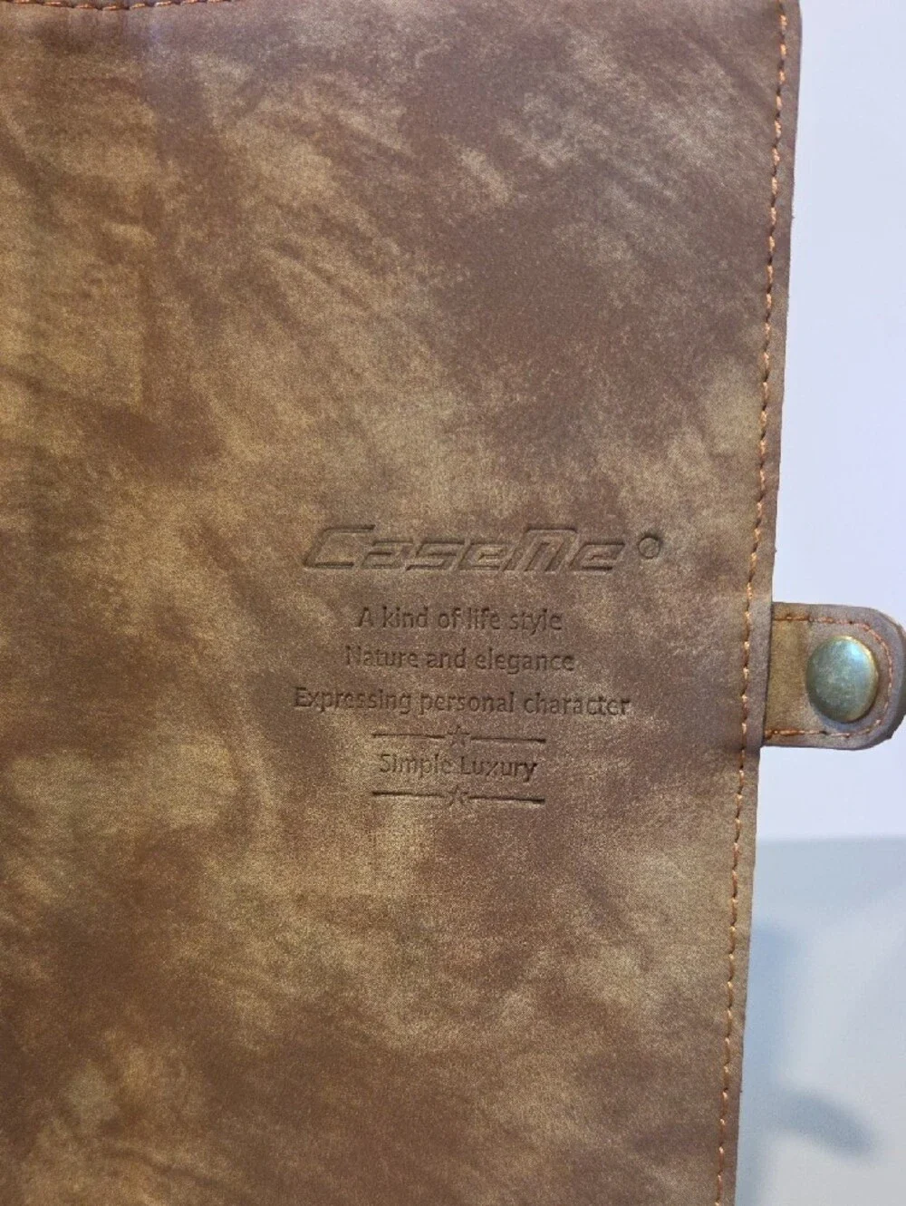 CaseMe Leather Tri-Fold Wallet with Brushed Bronze Finish